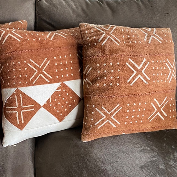 Genuine African Mudcloth Throw Pillows Set of 4 - Picture 3 of 8
